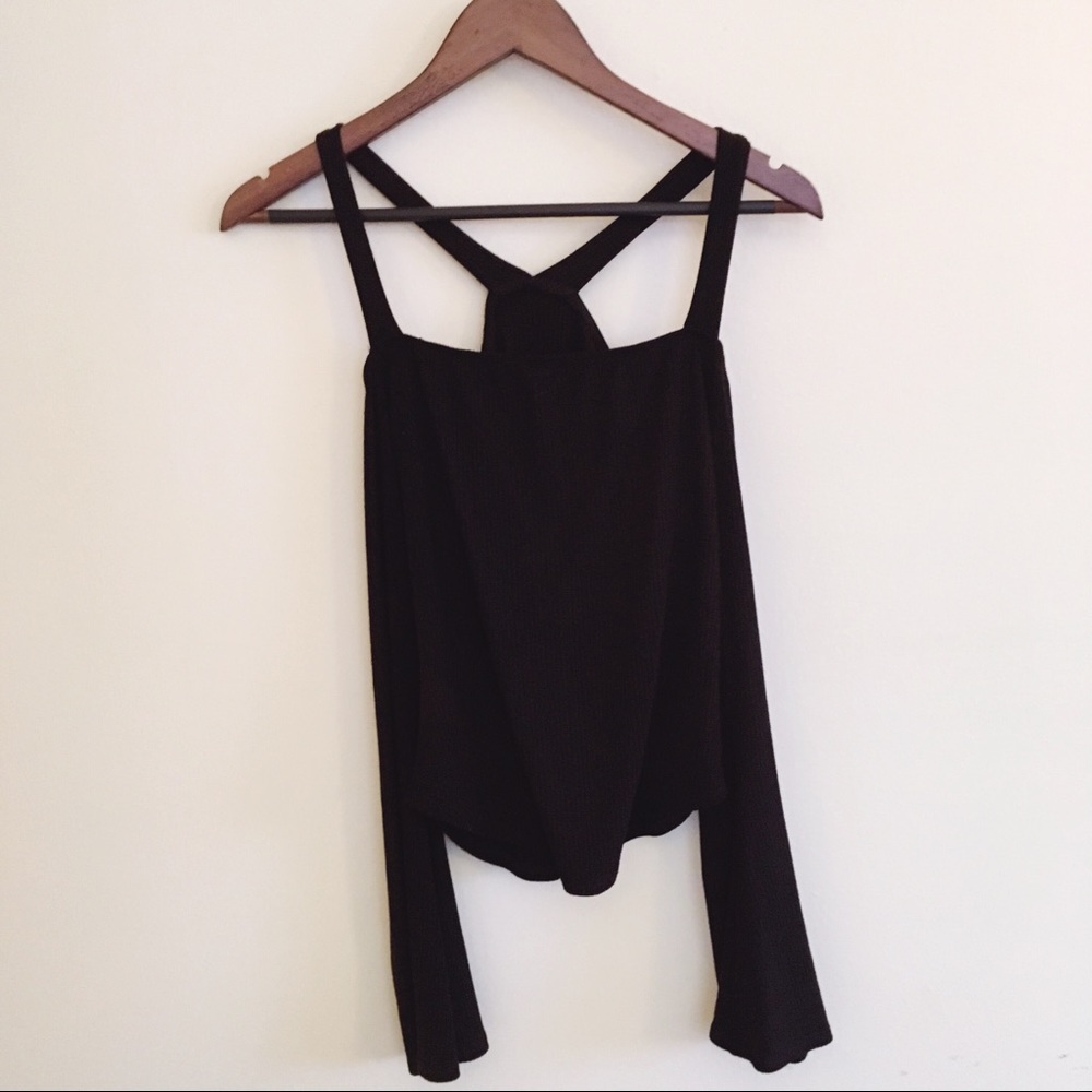 LNA Cold Shoulder Long Sleeve Sweater Ribbed S
